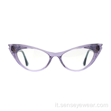 Occhiali ottici di lusso Diamond Cat Eye Acetatito